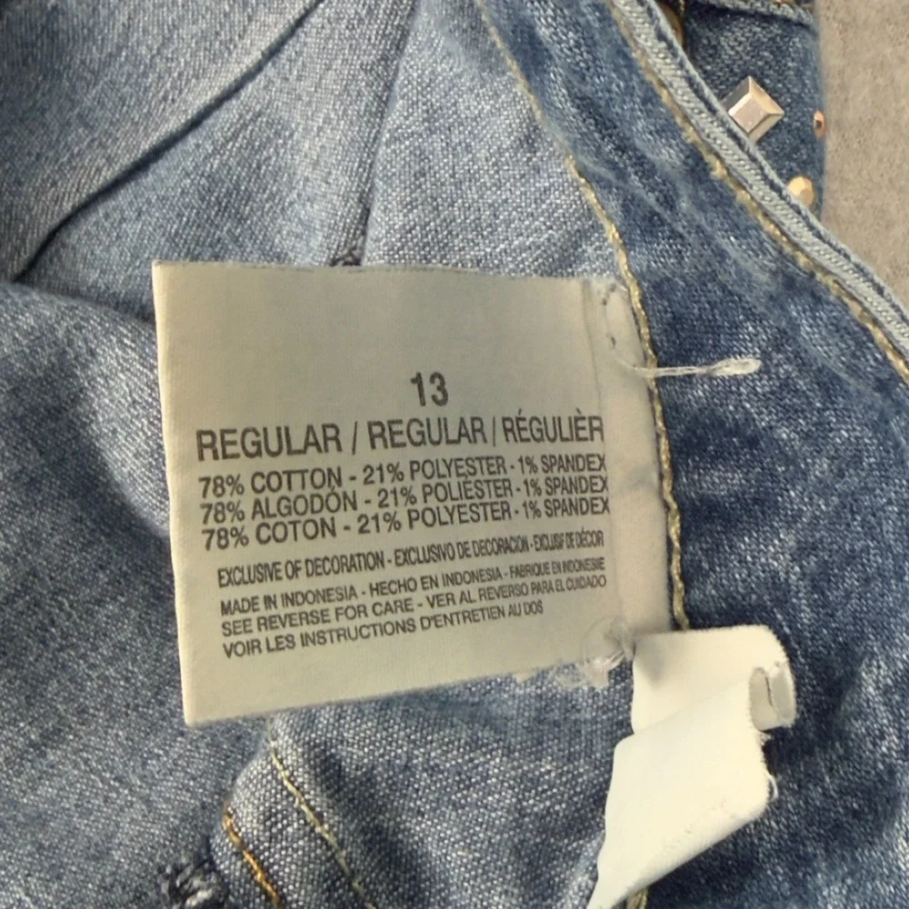 LEI Emma Jegging Jeans Womens Size 13 Reg Blue Skinny‎ Stretch Denim Side Jewels